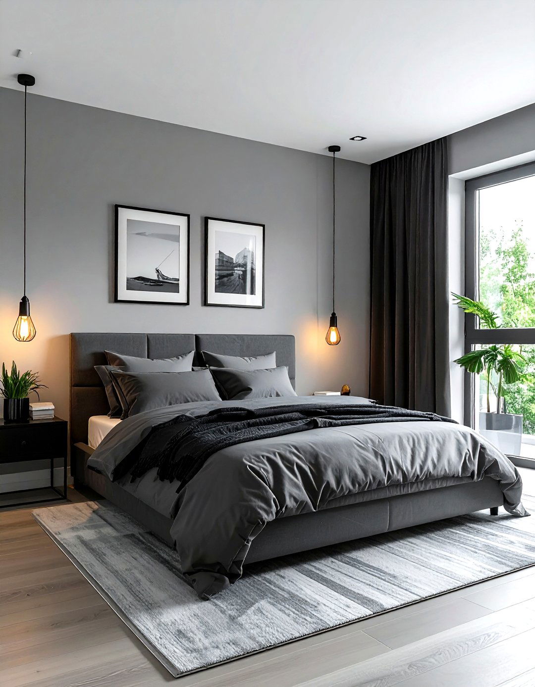 Grey bedroom with black accents - 30 minimalist grey bedroom ideas