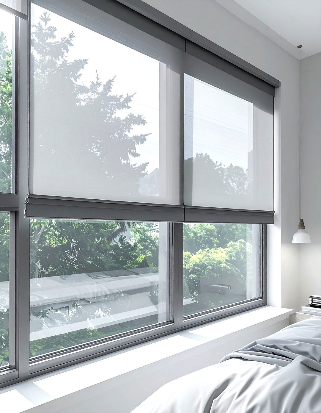 Grey blackout blind - 30 grey bedroom accessories ideas