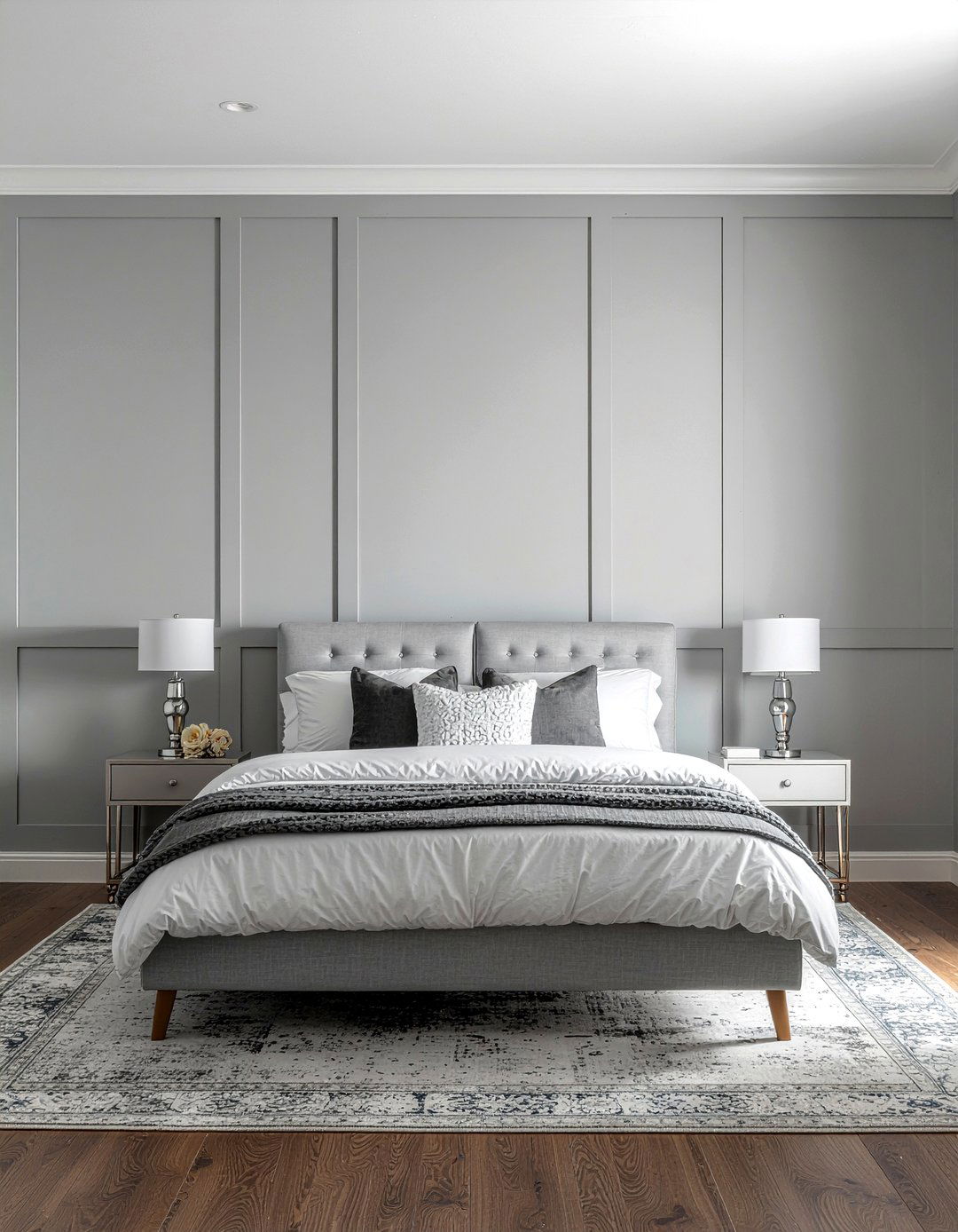 Grey board and batten - 30 bedroom board and batten ideas