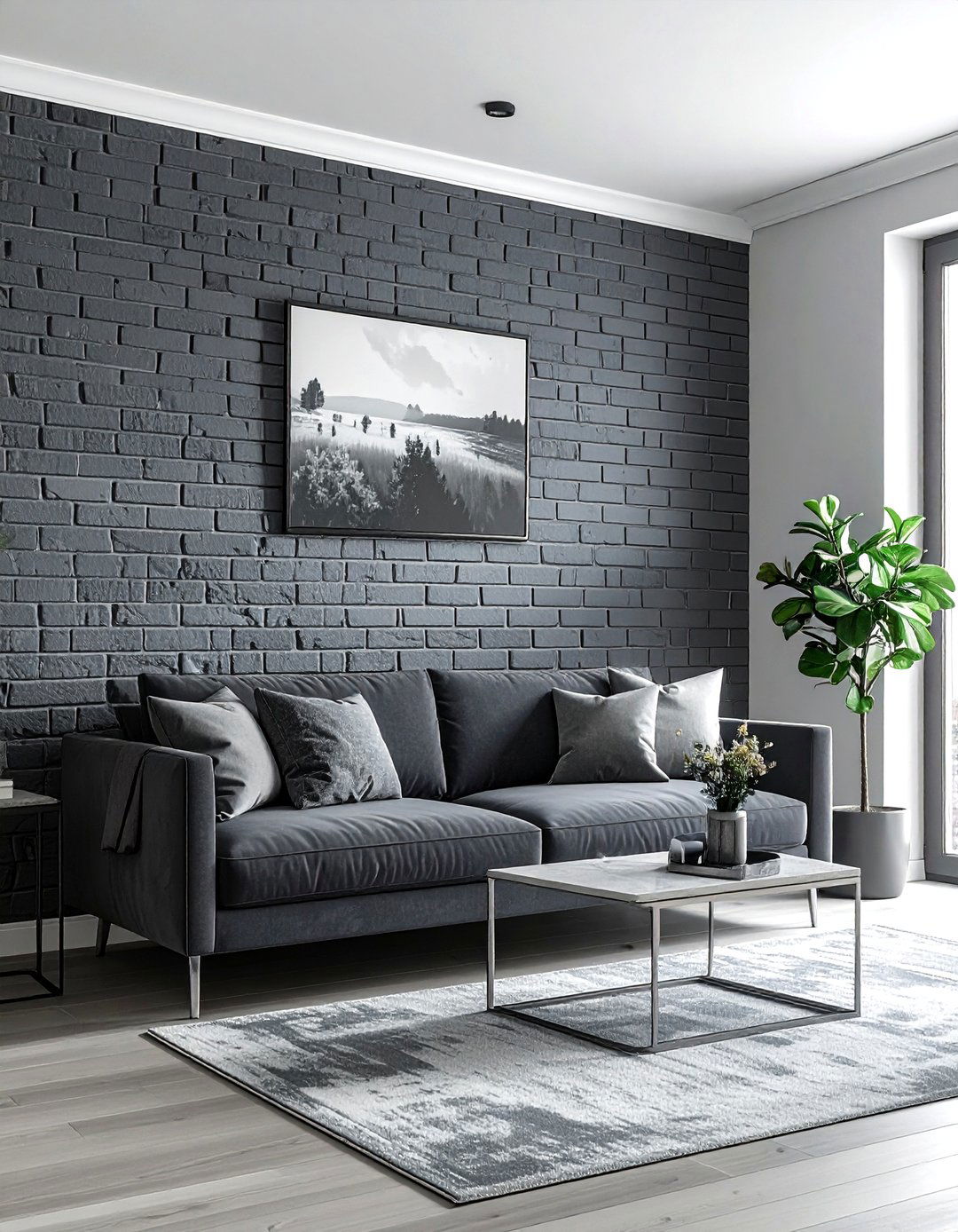Grey brick accent wall - 30 brick accent ideas