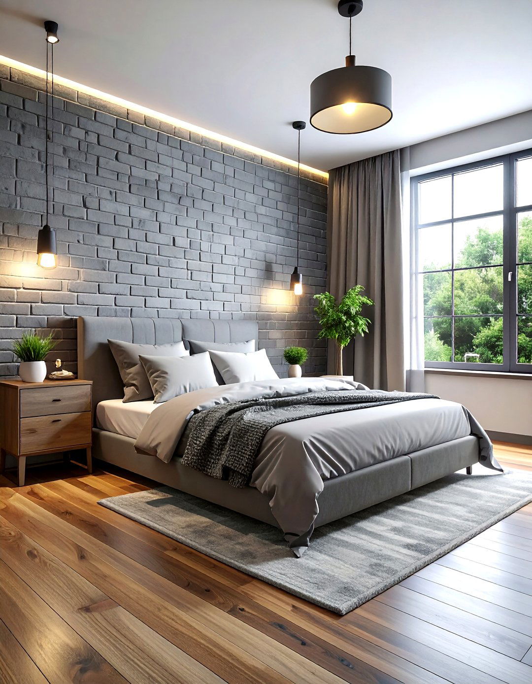 Grey brick wall bedroom - 30 contemporary grey bedroom ideas