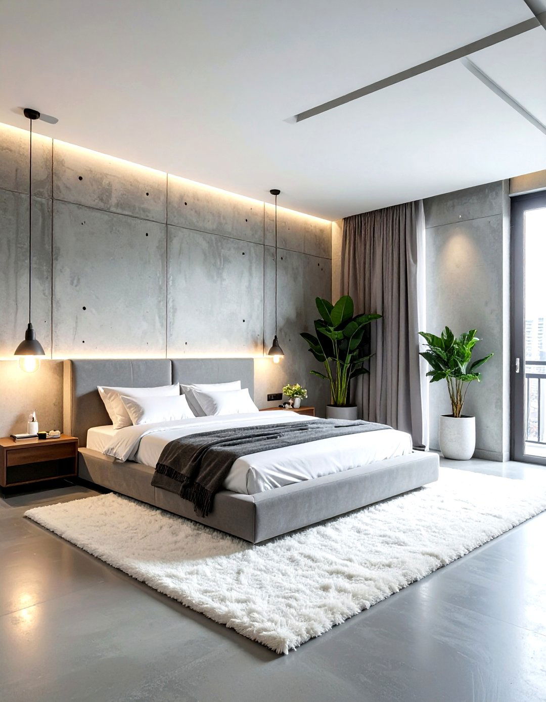 Grey concrete bedroom - 30 grey bedroom design ideas