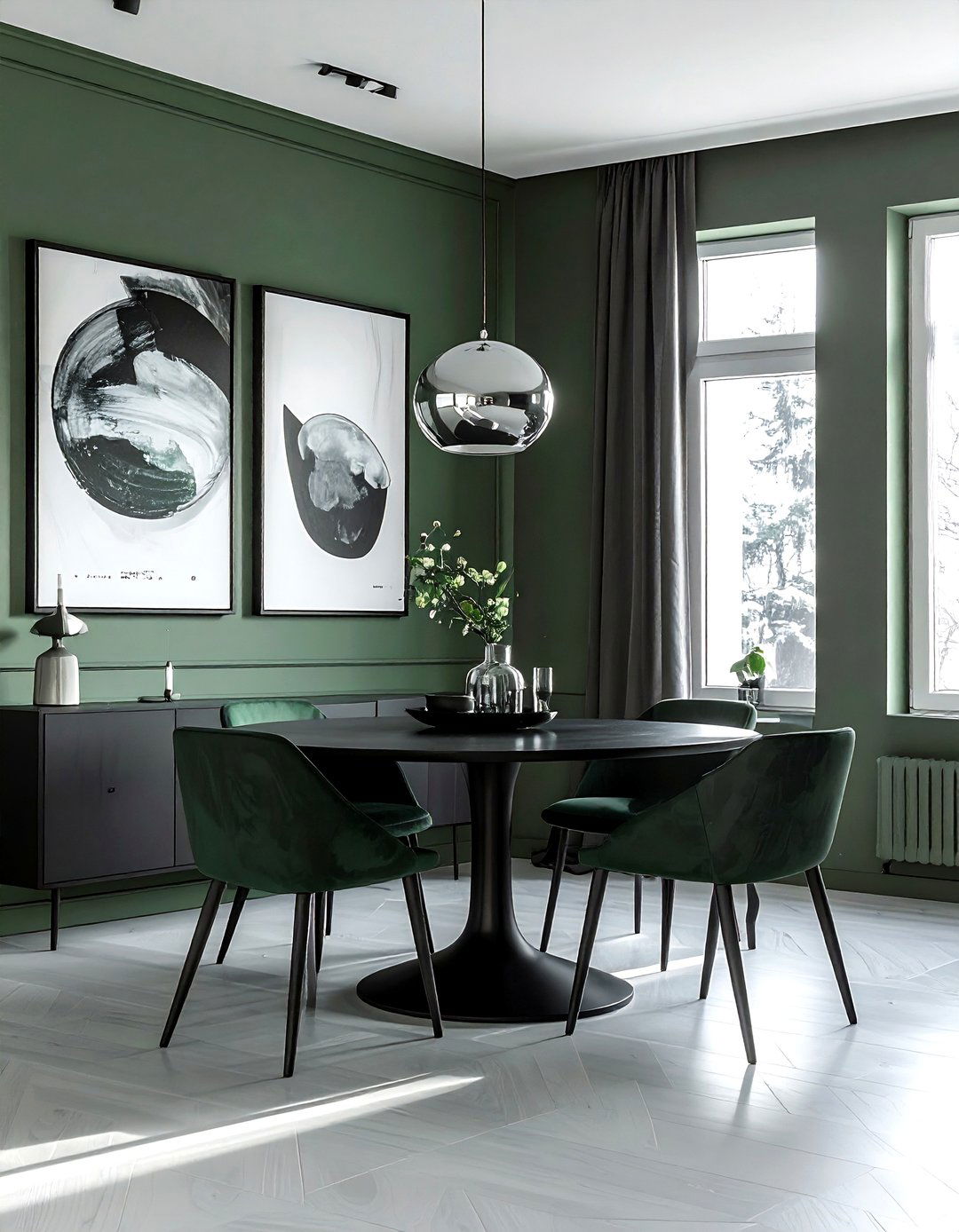 Grey green dining room - 30 cool green dining room ideas