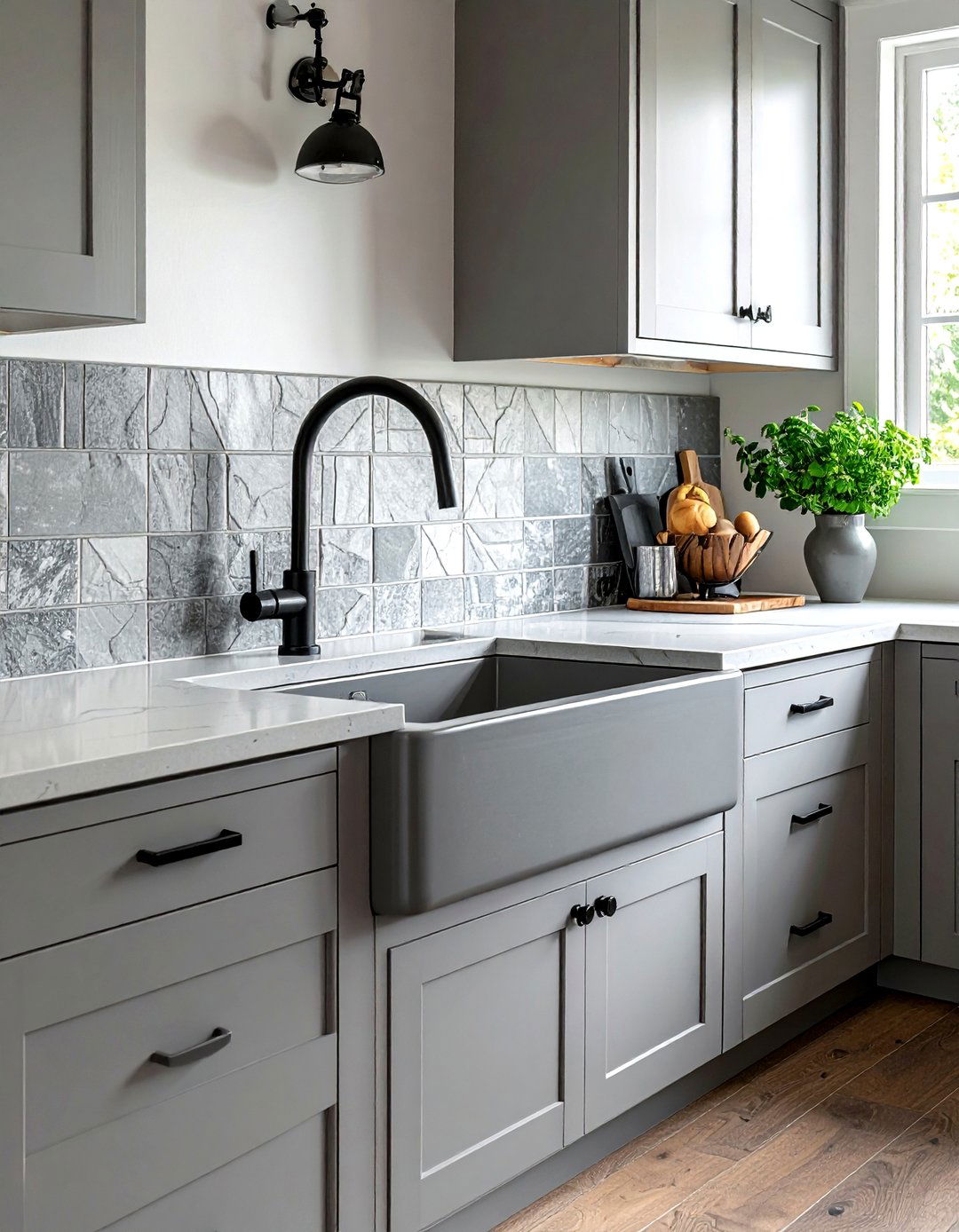 Grey kitchen farmhouse sink - 30 farmhouse sink kitchen ideas