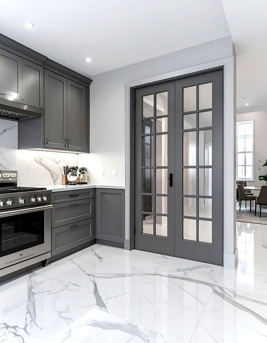 Grey kitchen french door - 30 kitchen French door ideas