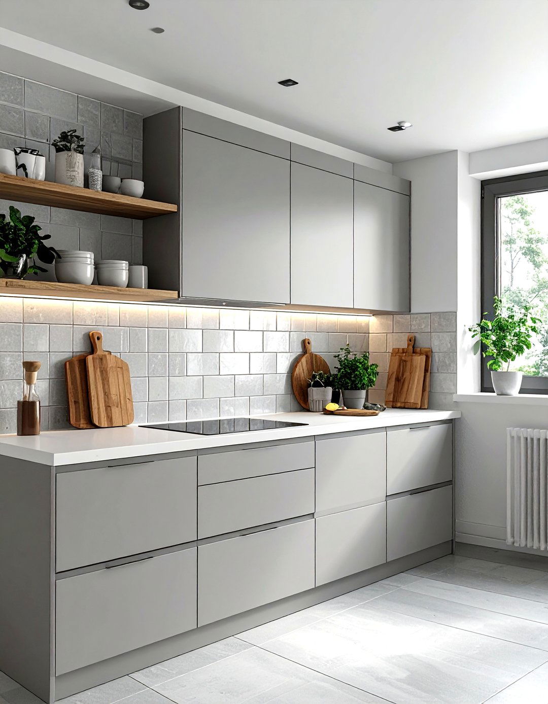 Grey kitchen tile backsplash - 30 Nordic kitchen ideas