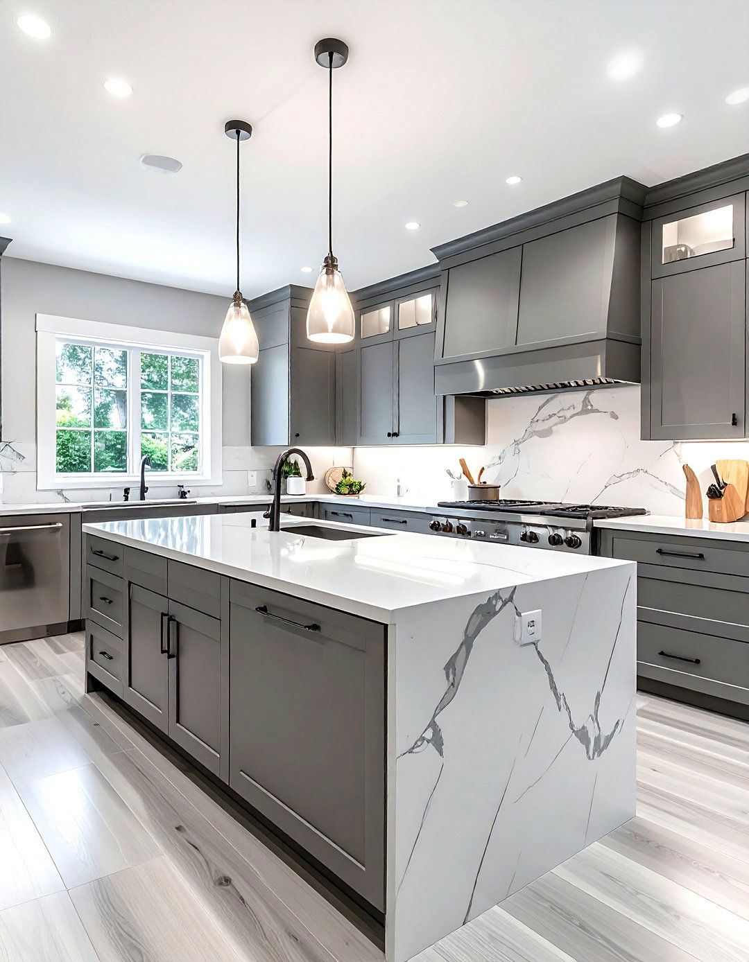 Grey kitchen with quartz countertops - 30 grey kitchen ideas