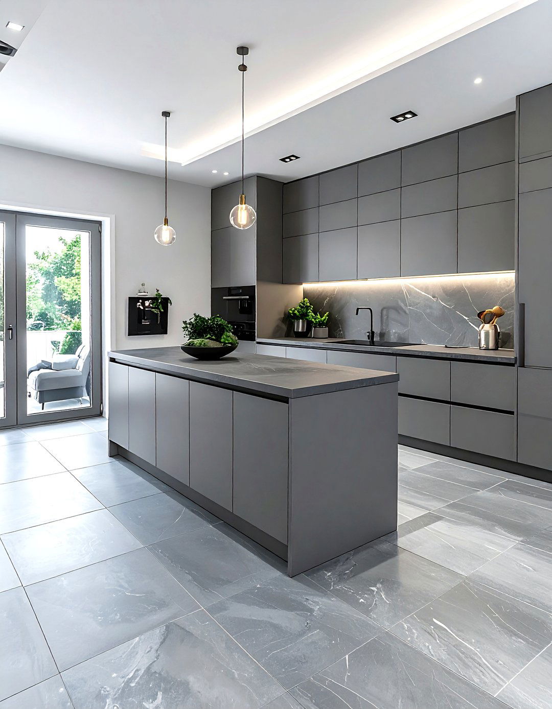 Grey kitchen with tile floor - 30 grey kitchen ideas