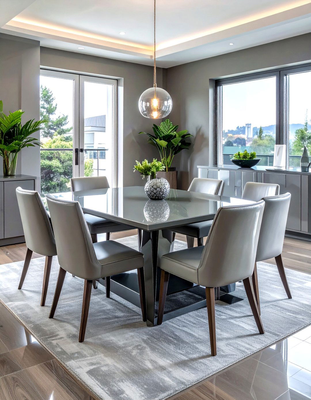 Grey lacquer dining room furniture - 30 grey dining room furniture ideas