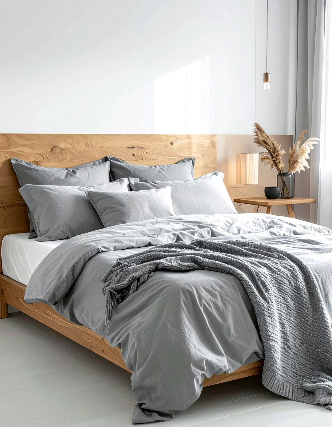 Grey linen bedding set - 30 scandinavian grey bedroom ideas