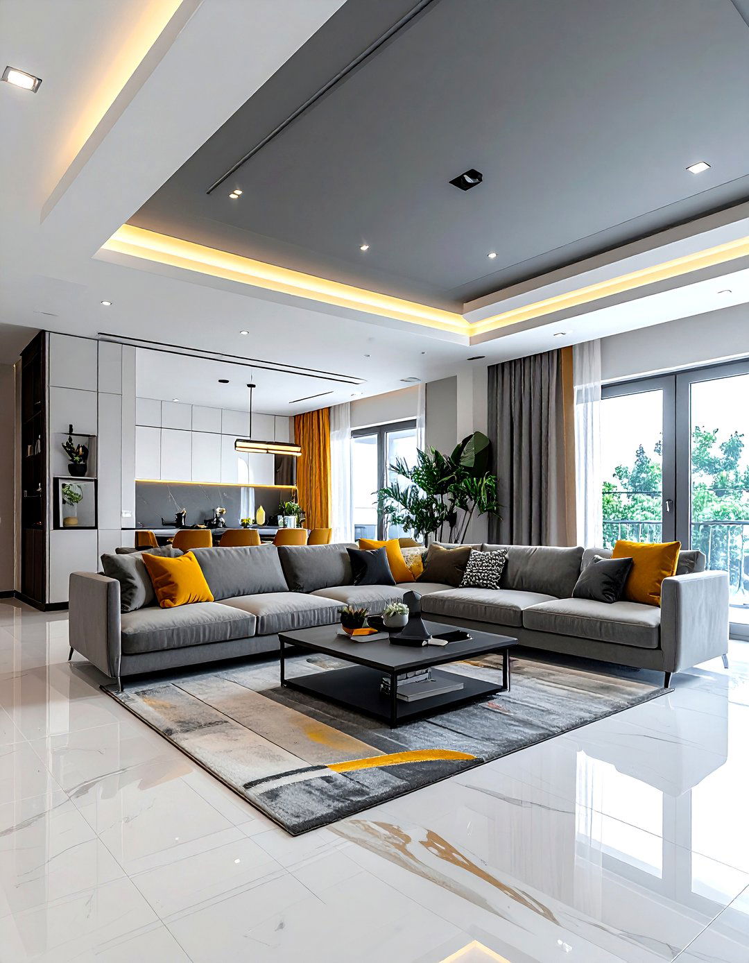 Grey living room ceiling - 30 living room smooth ceiling ideas