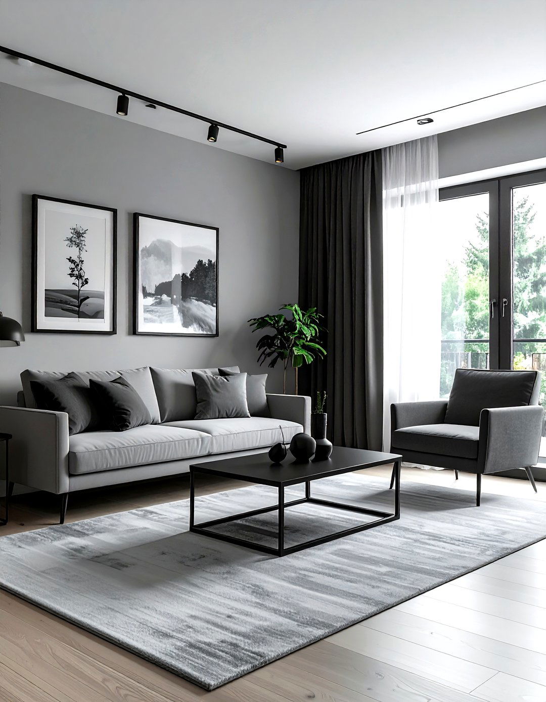 Grey living room with black accents - 30 grey living room decor ideas