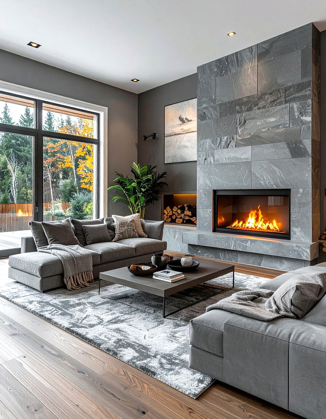 Grey living room with fireplace - 30 contemporary grey living room ideas