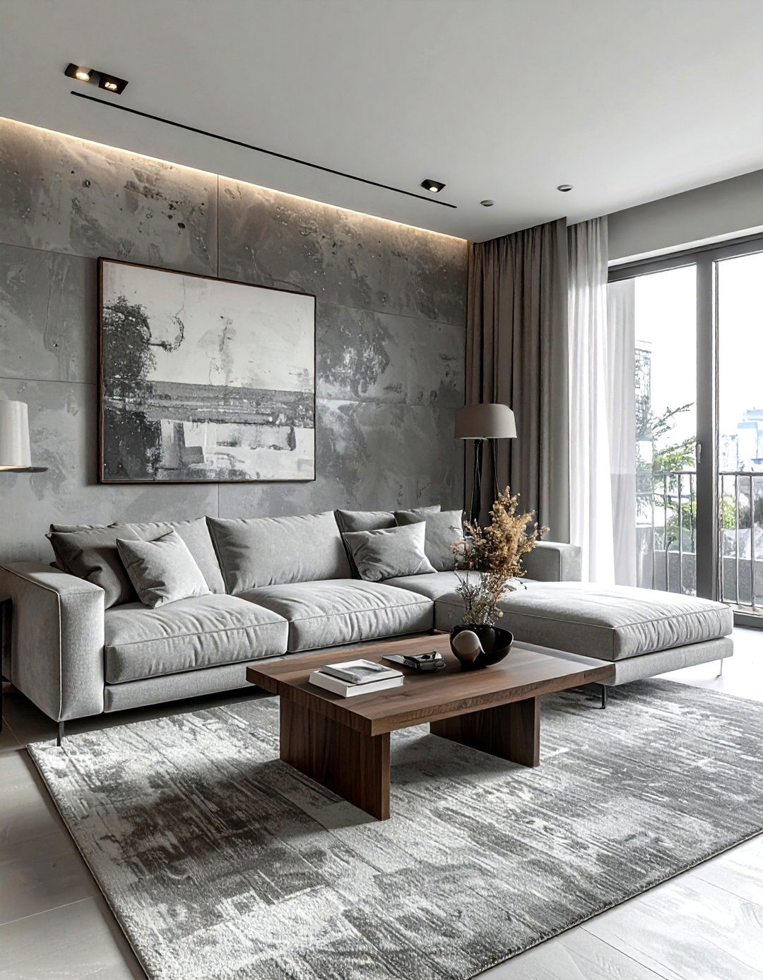 Grey living room with textured walls - 30 contemporary grey living room ideas