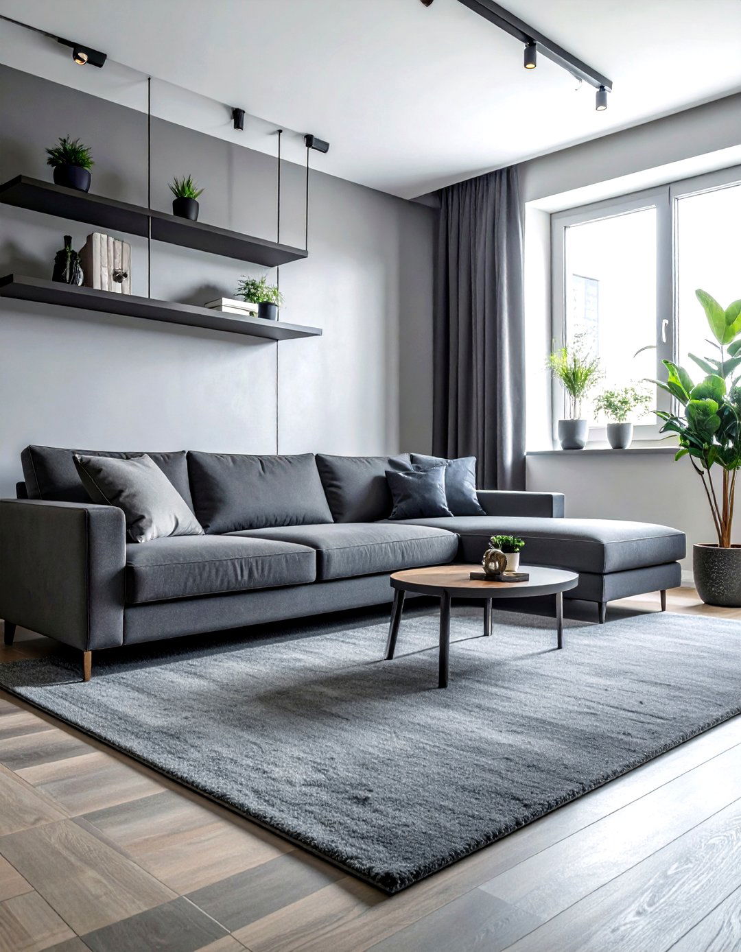 Grey low pile carpet - 30 living room carpet ideas