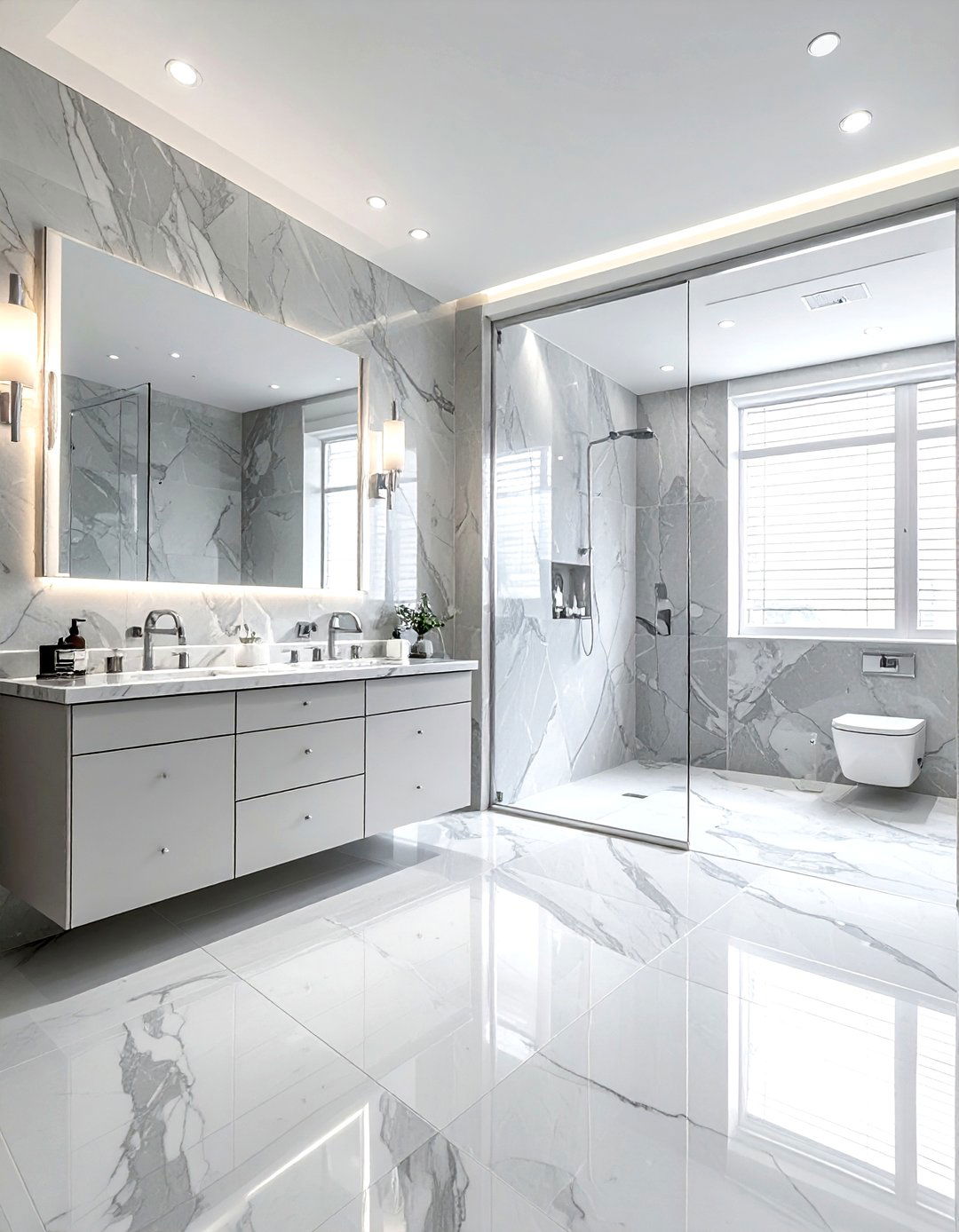 Grey marble bathroom - 30 grey bathroom decor ideas
