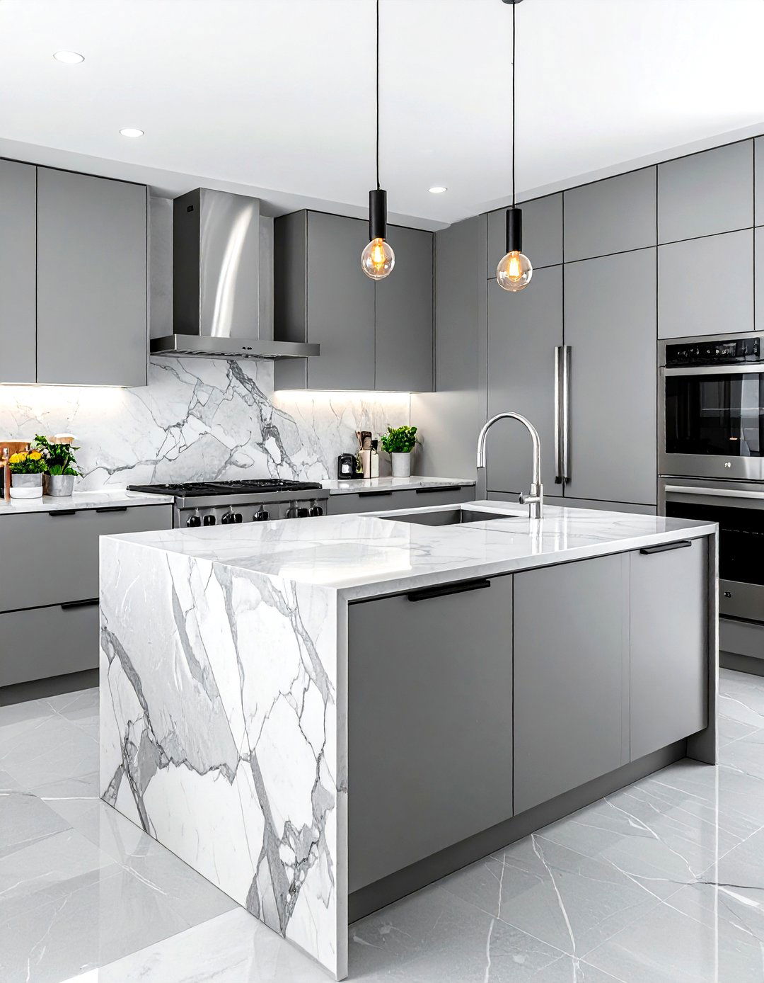 Grey marble kitchen - 30 marble kitchen ideas