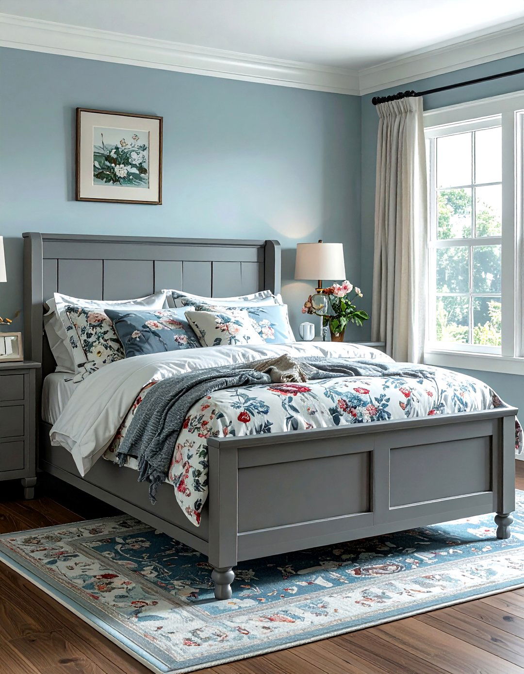 Grey painted pine bed - 30 grey bedroom furniture ideas