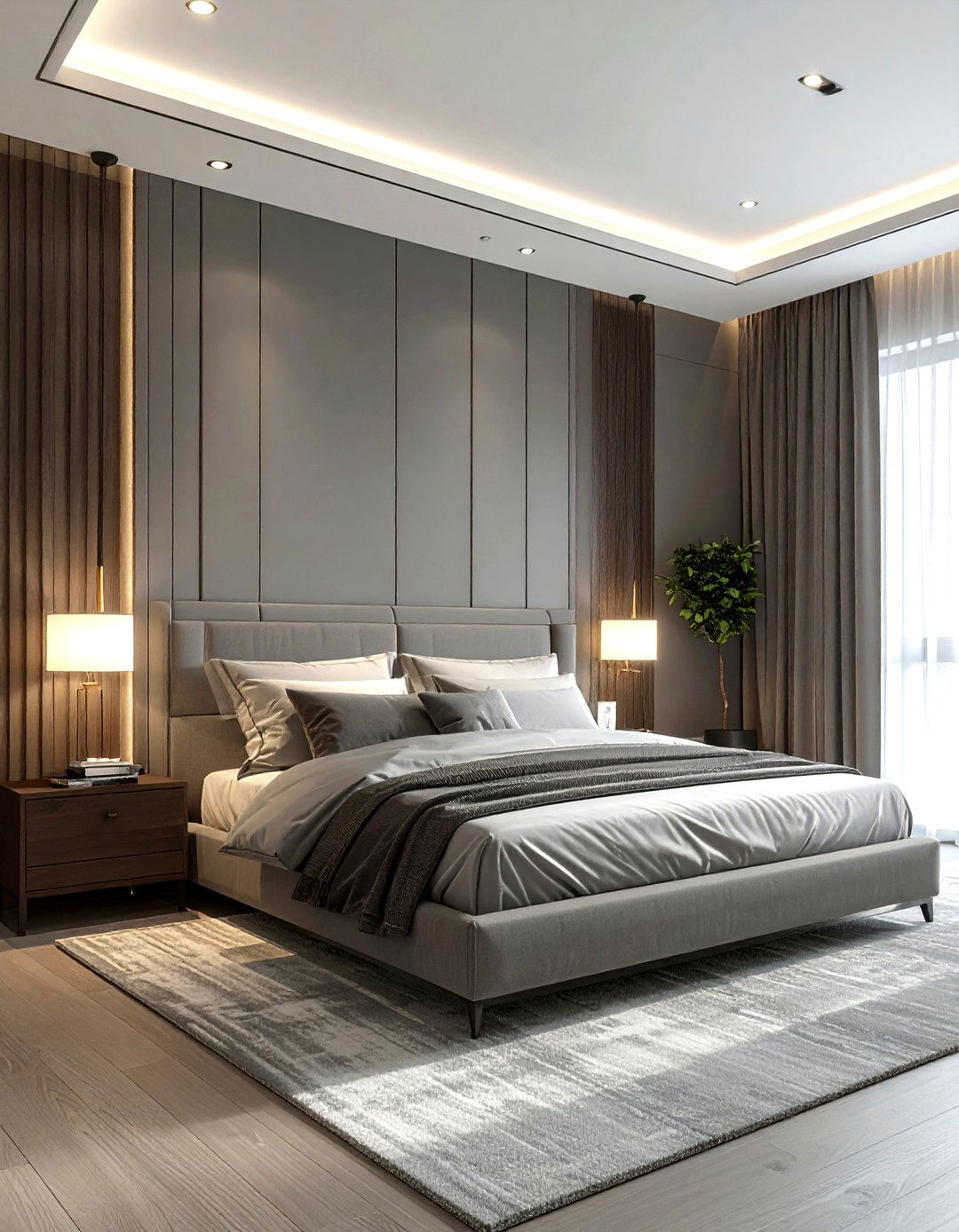 Grey panel wall bedroom - 30 modern grey bedroom ideas