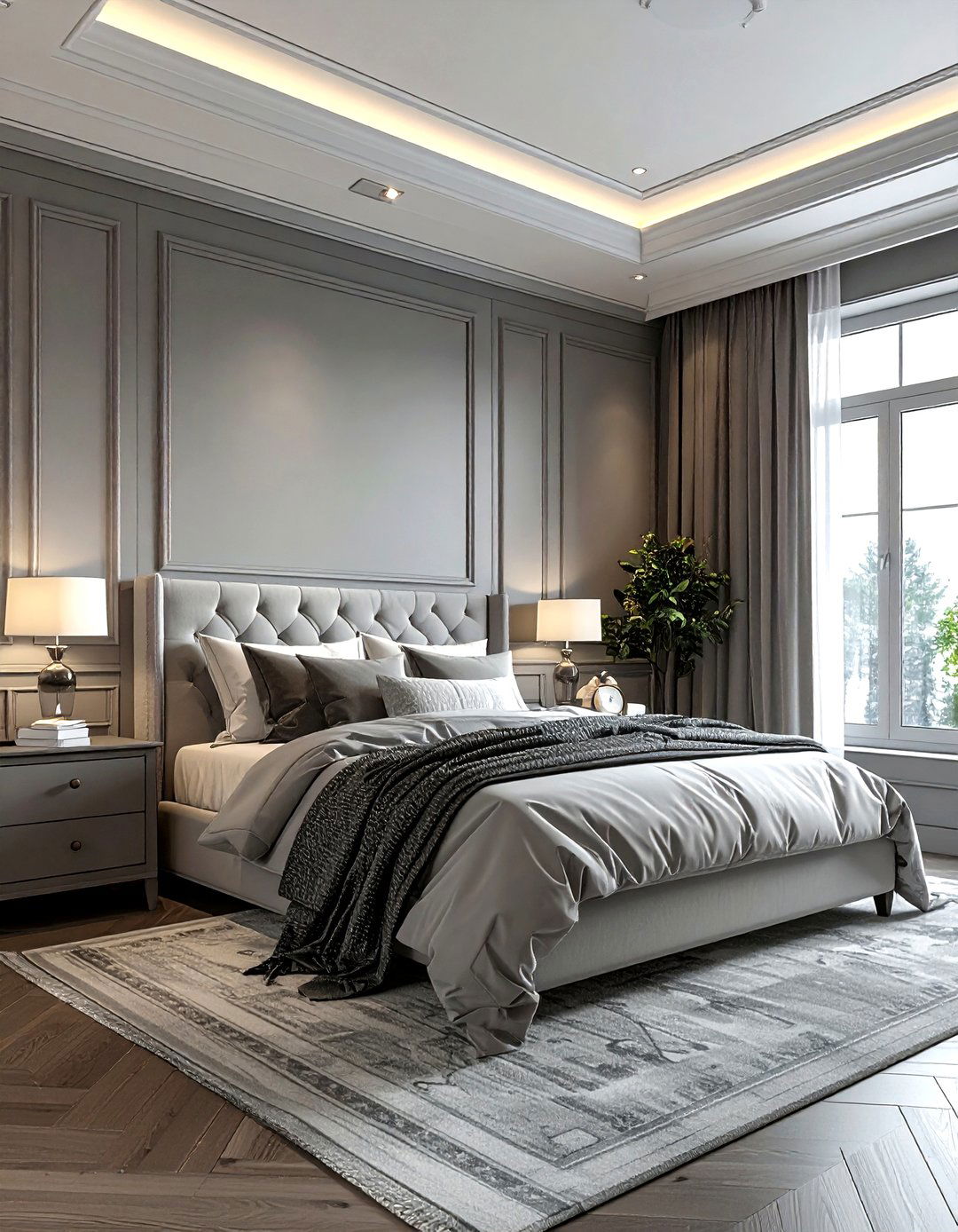 Grey paneling bedroom - 30 grey bedroom ideas