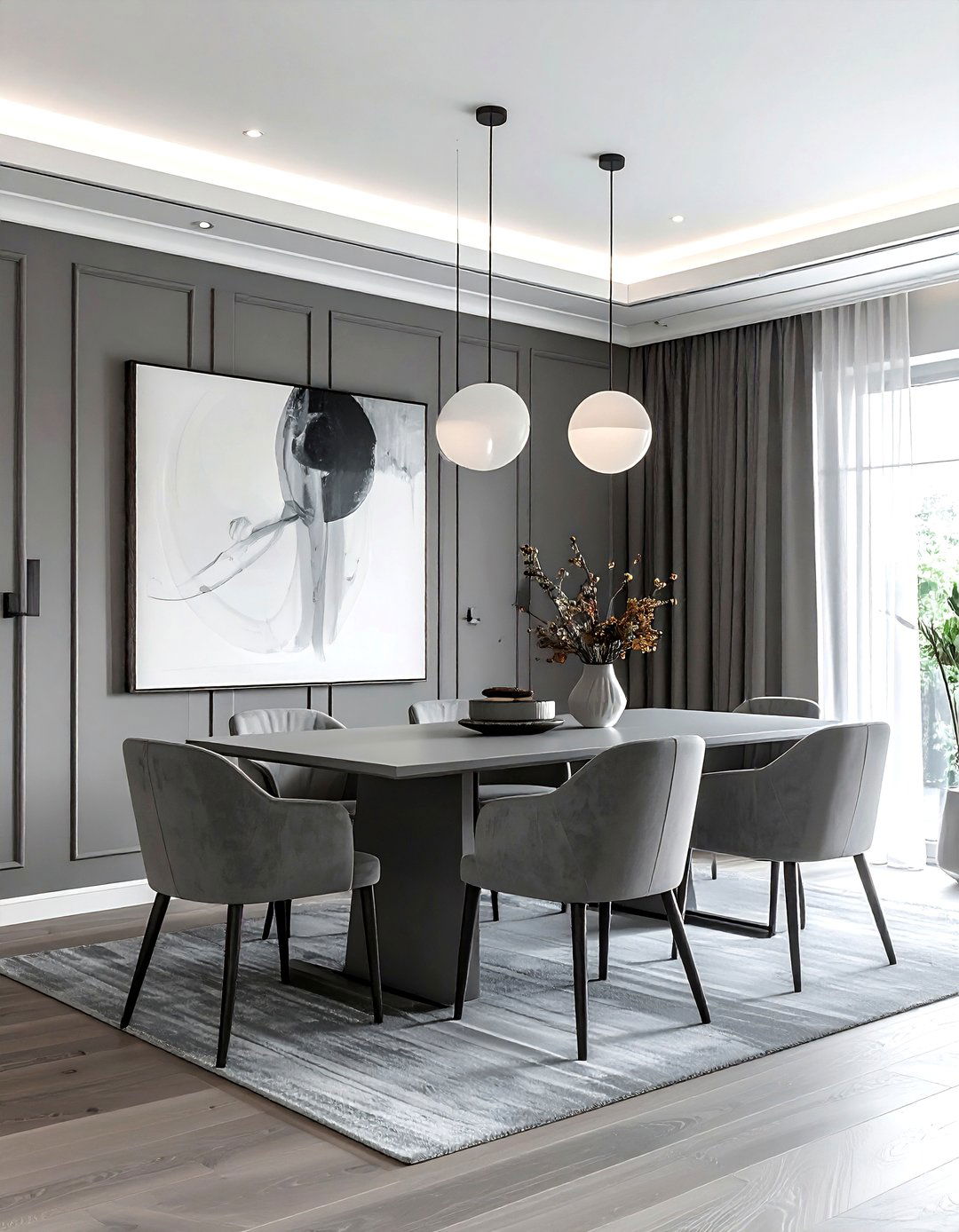 Grey paneling dining room - 30 grey dining room ideas