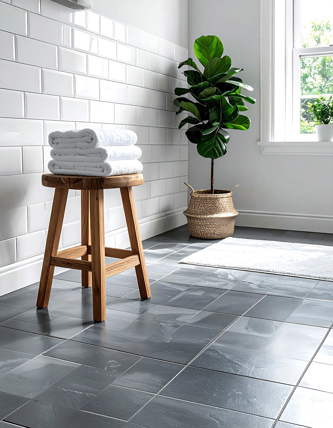 Grey penny tile floor - 30 penny tile bathroom ideas