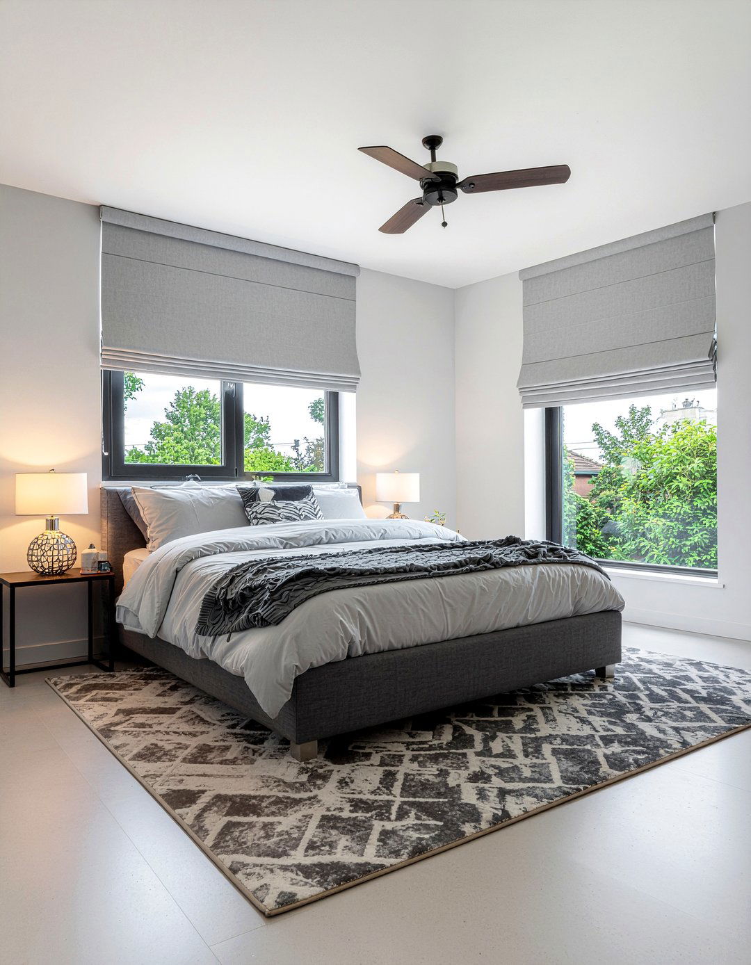 Grey roman shades - 30 bedroom roman shades