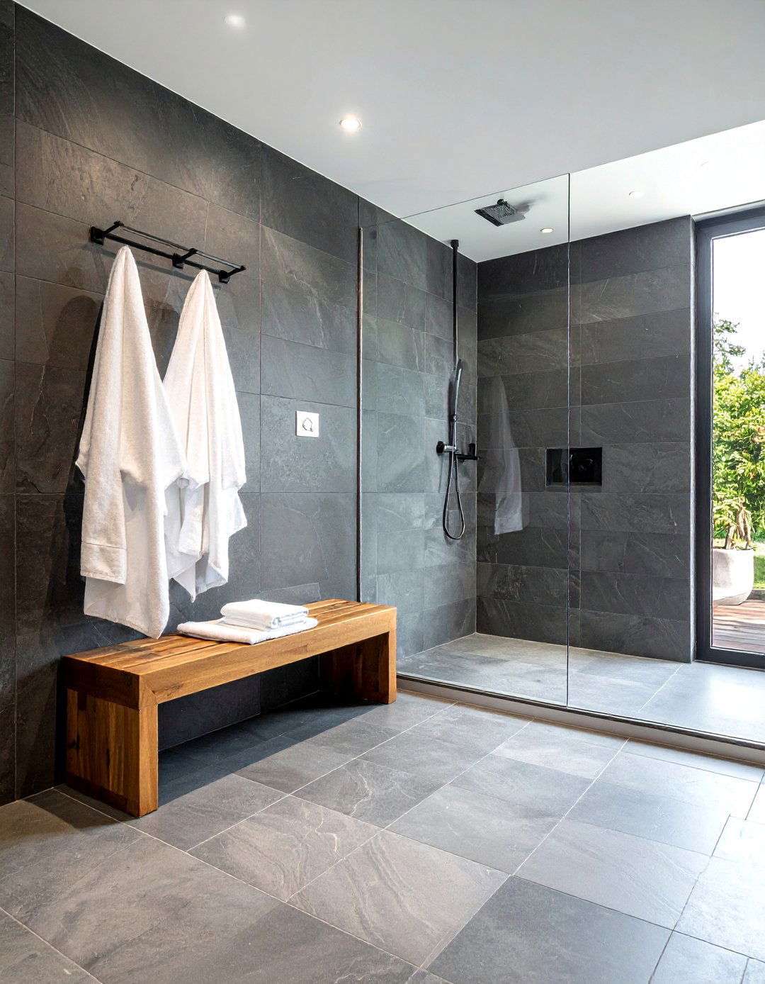 Grey slate tile bathroom - 30 ceramic tile bathroom ideas