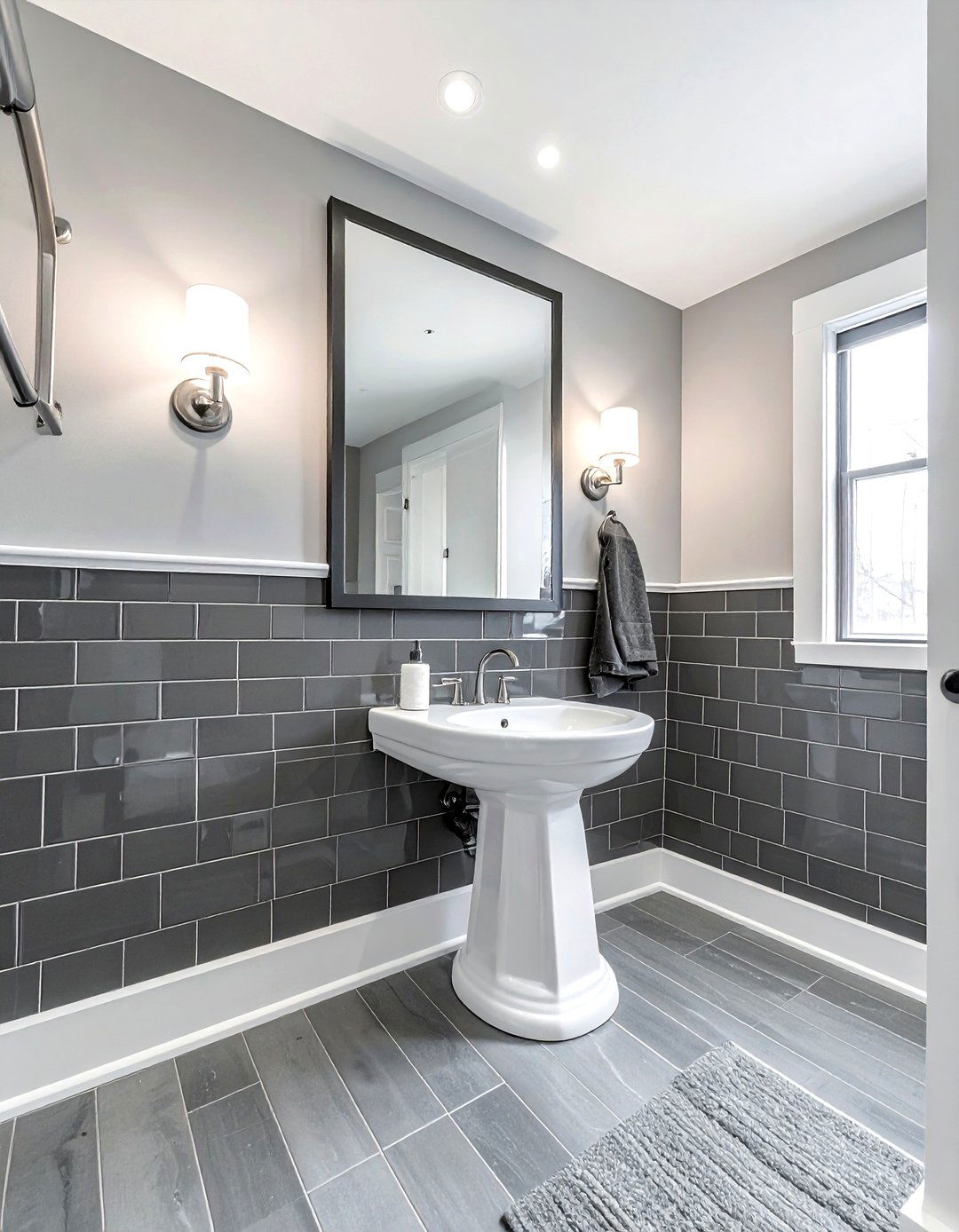 Grey subway tile bathroom - 30 grey and white bathroom ideas