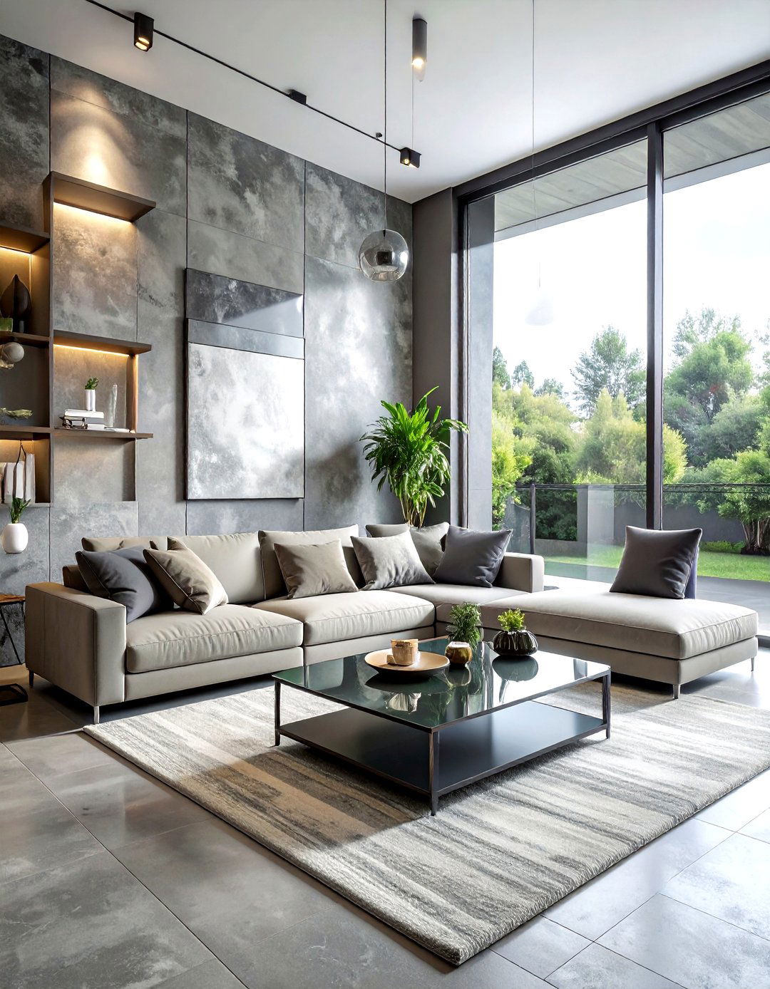 Grey textured wall living room - 30 industrial grey living room ideas