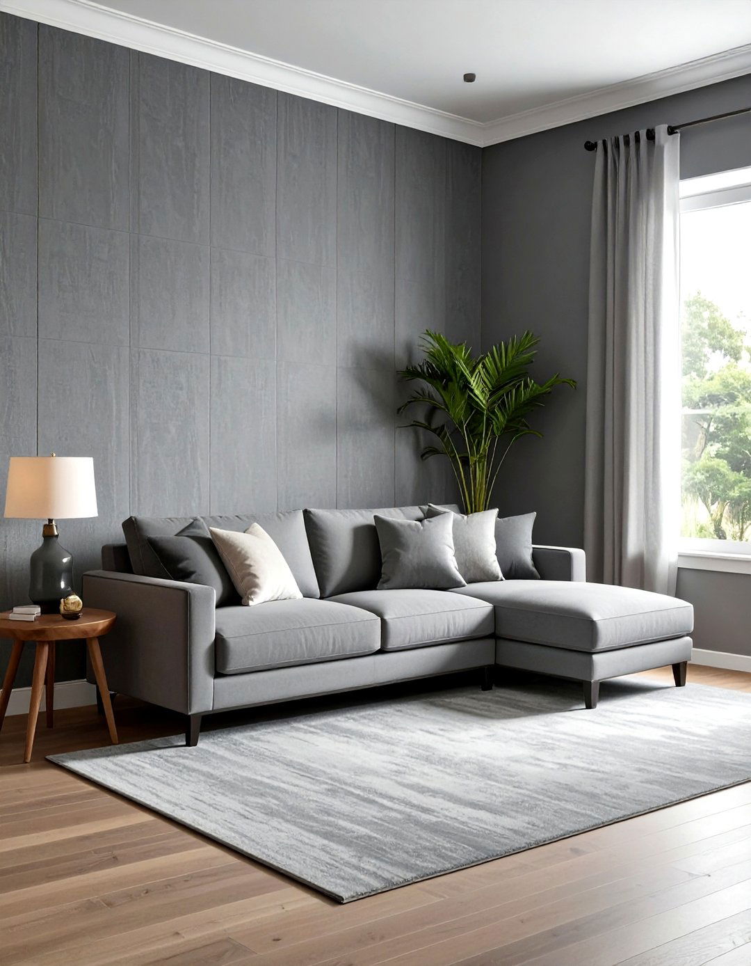 Grey textured wallpaper - 30 grey living room accessories ideas