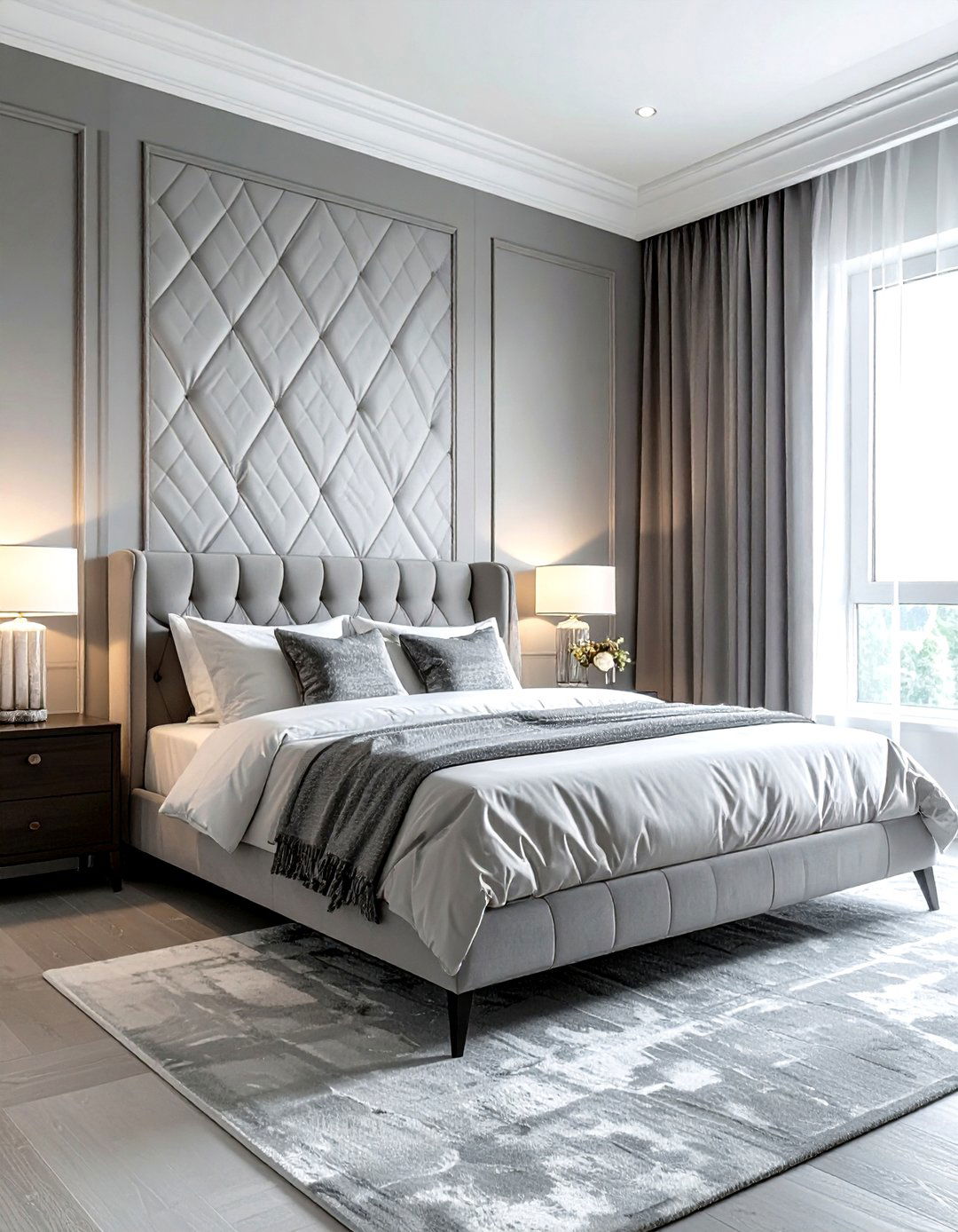 Grey textured wallpaper - 30 grey bedroom accessories ideas