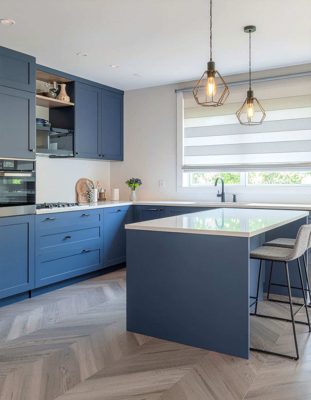 Grey tile chevron floor kitchen - 30 chevron floor kitchen ideas