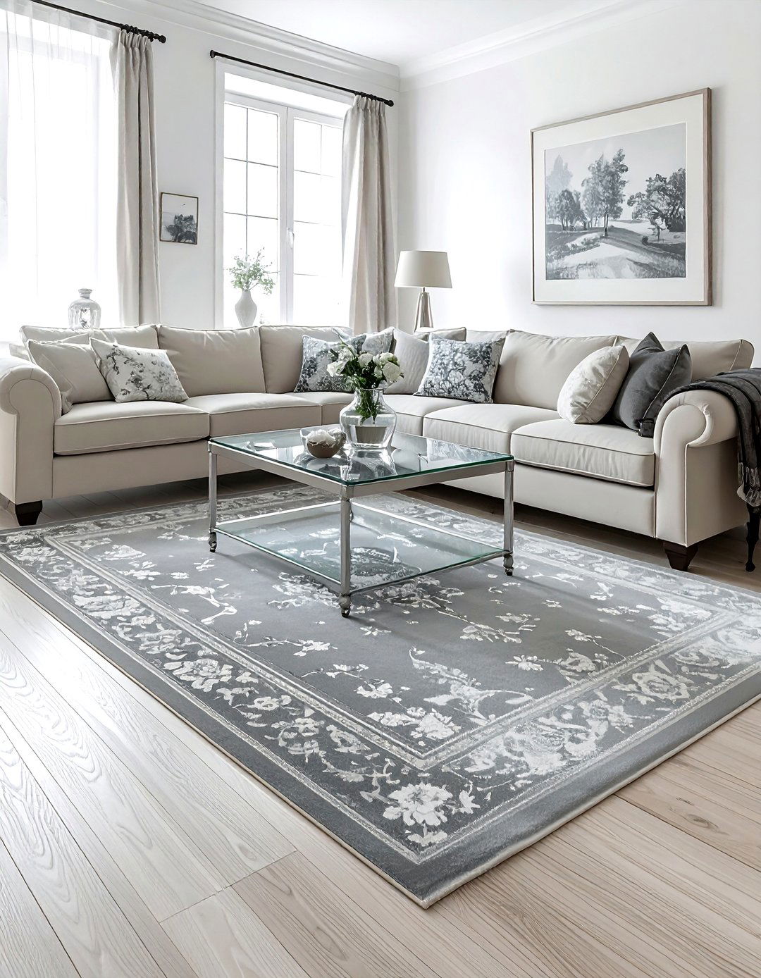 Grey toile area rug - 30 toile decor ideas