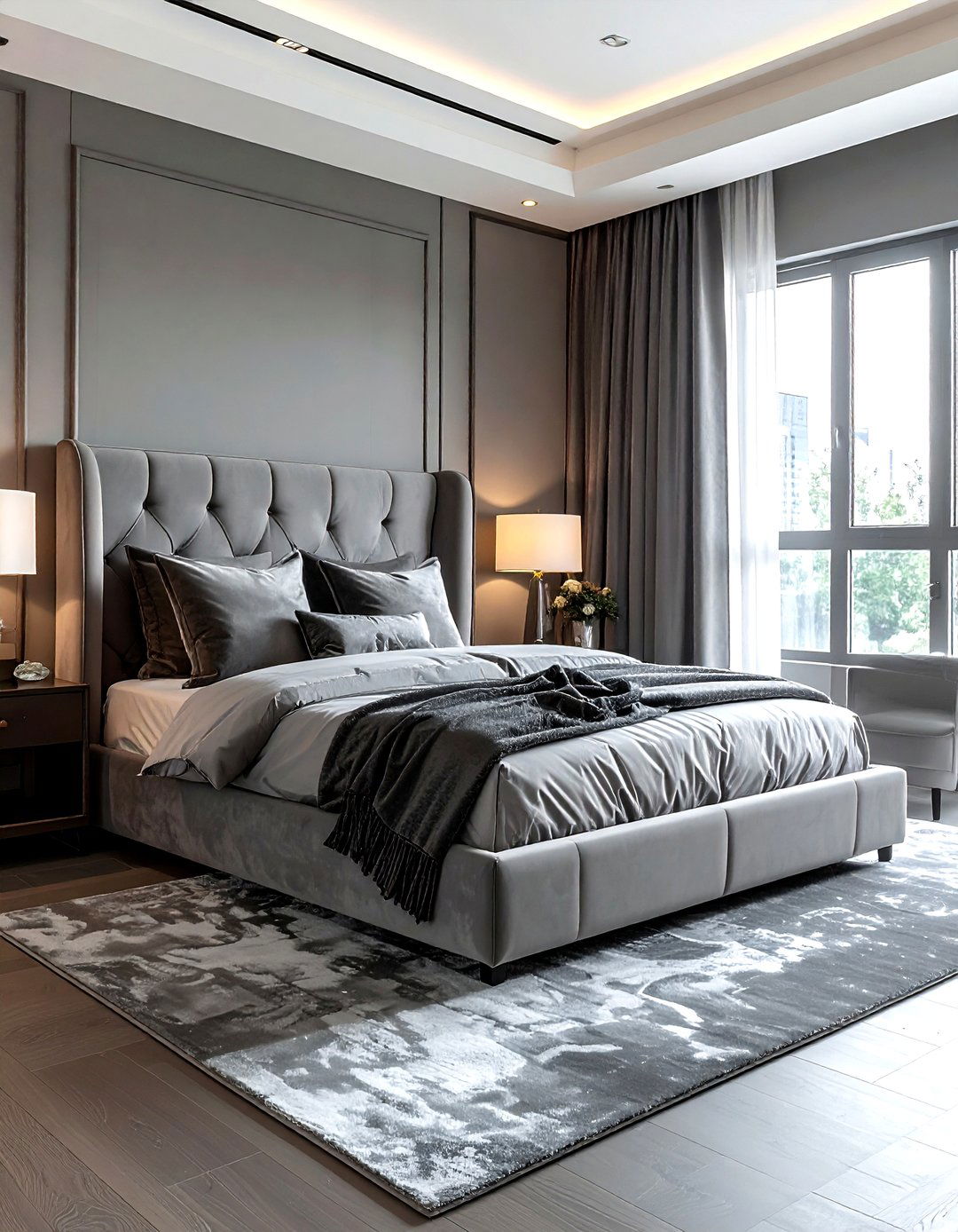 Grey velvet bedroom - 30 grey bedroom ideas