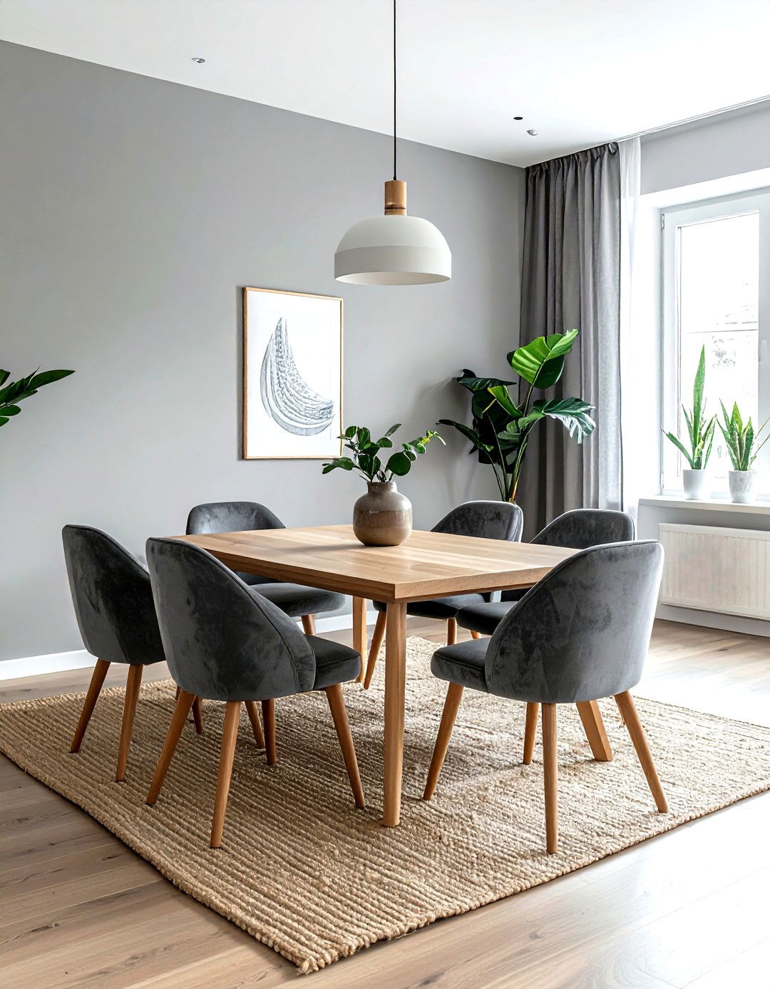 Grey velvet dining chairs - 30 grey dining room ideas