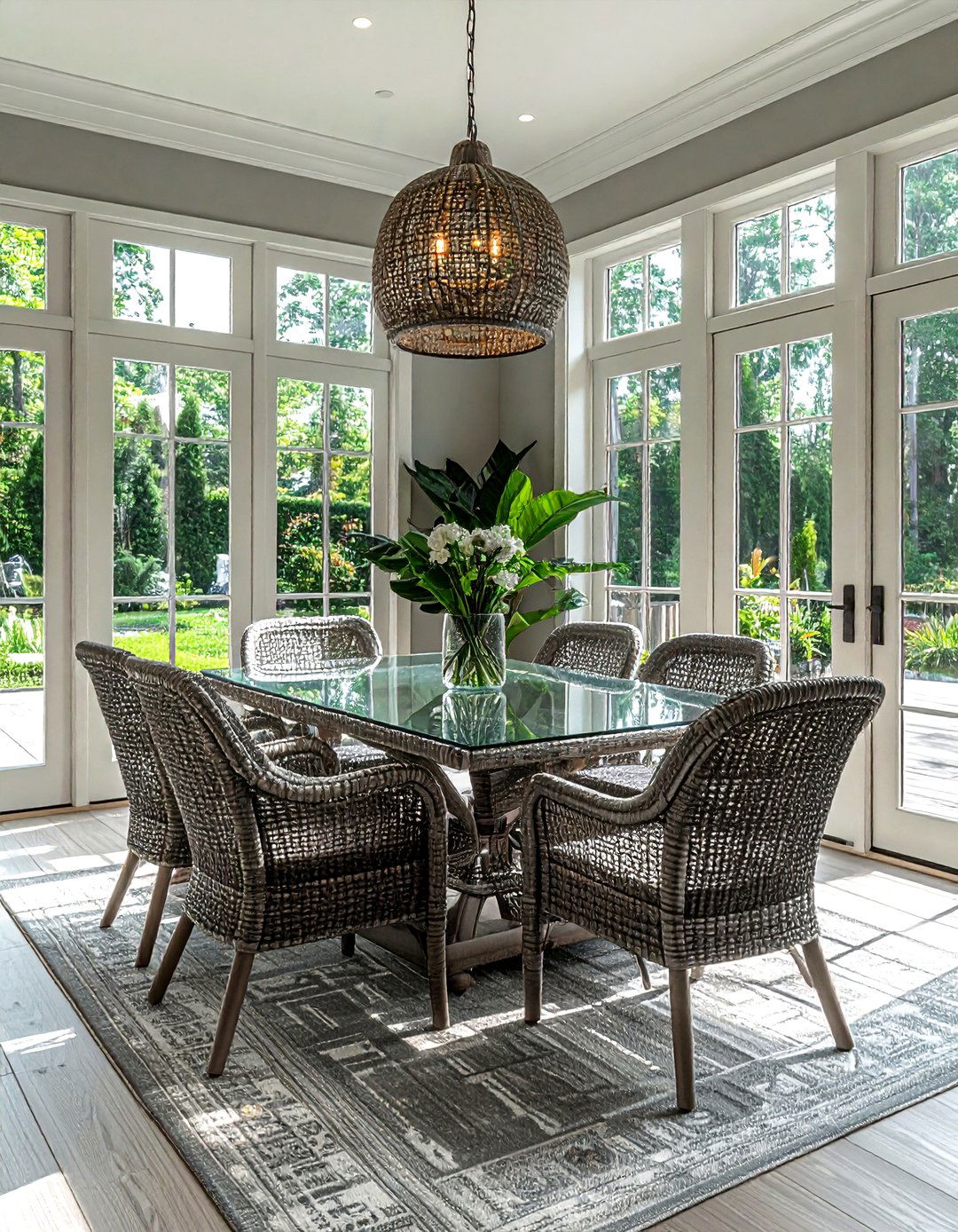 Grey wicker dining room set - 30 grey dining room furniture ideas