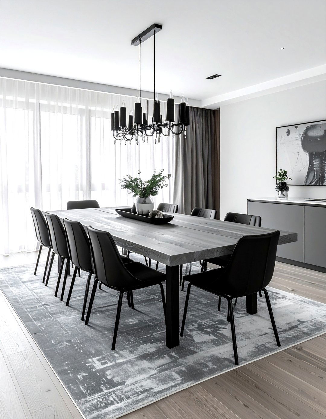 Grey wood dining table - 30 grey dining room ideas