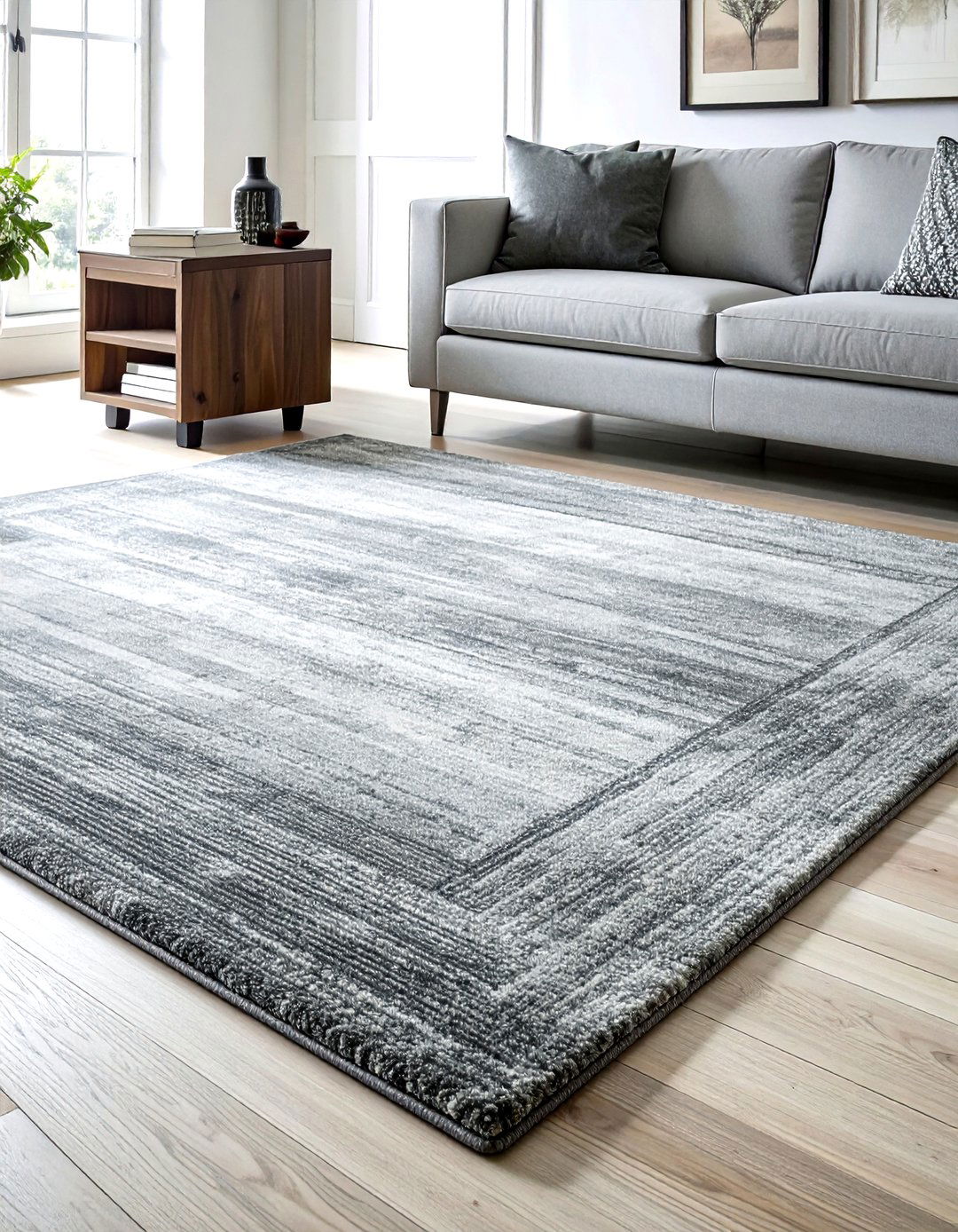 Grey wool rug - 30 grey living room accessories ideas