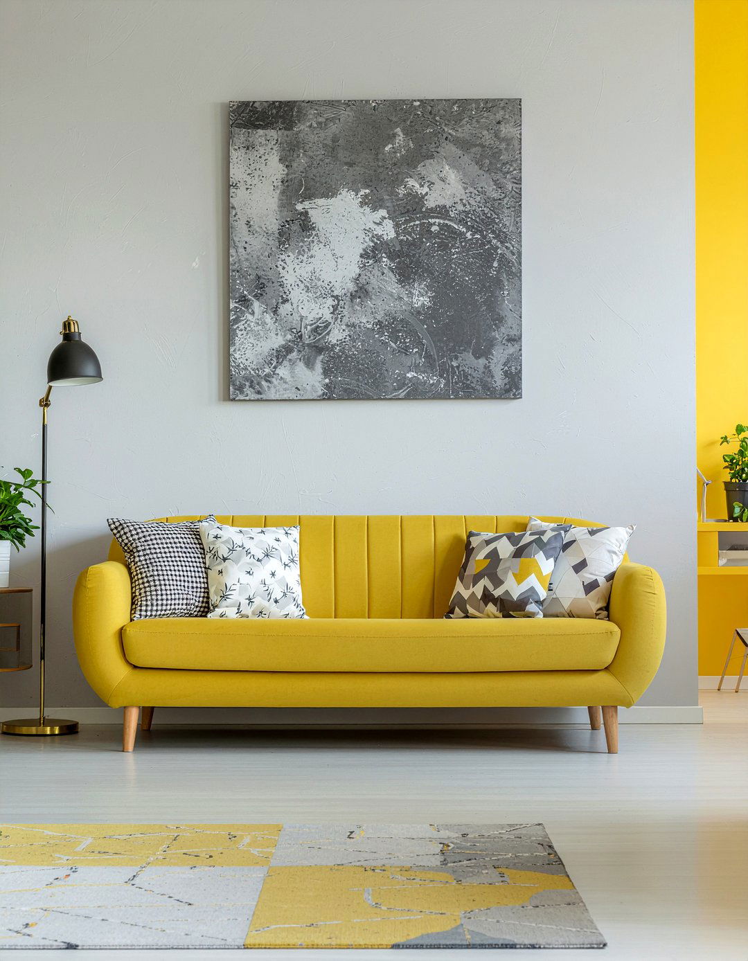 Grey yellow living room - 30 living room color blocking ideas