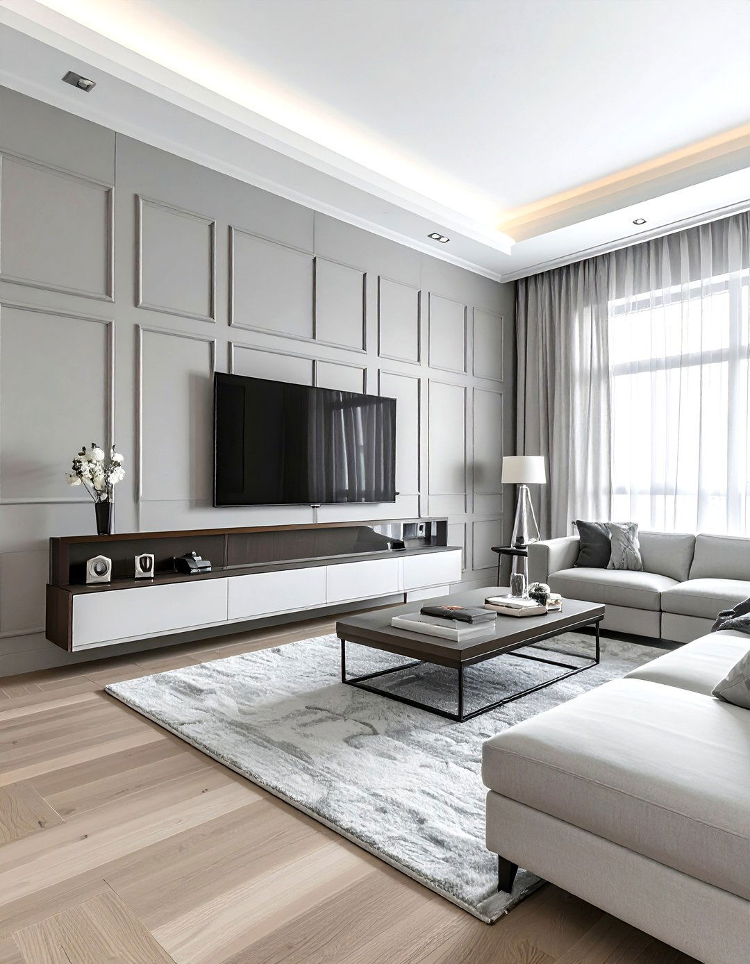 Grid Board And Batten - 30 living room board and batten ideas