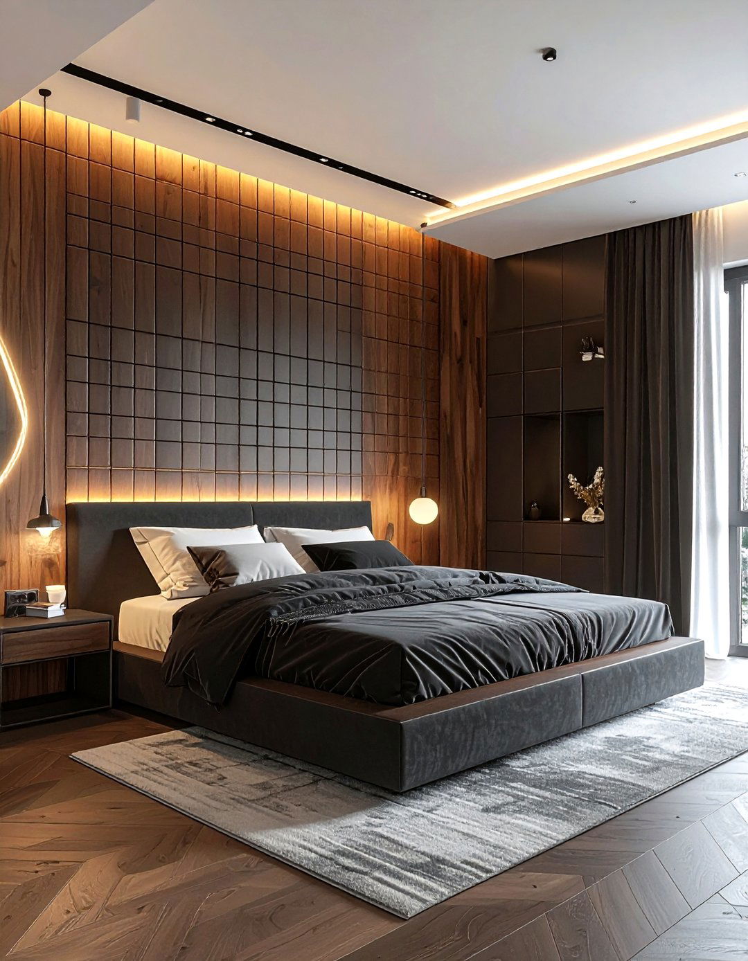 Grid Wall - 30 bedroom molding ideas