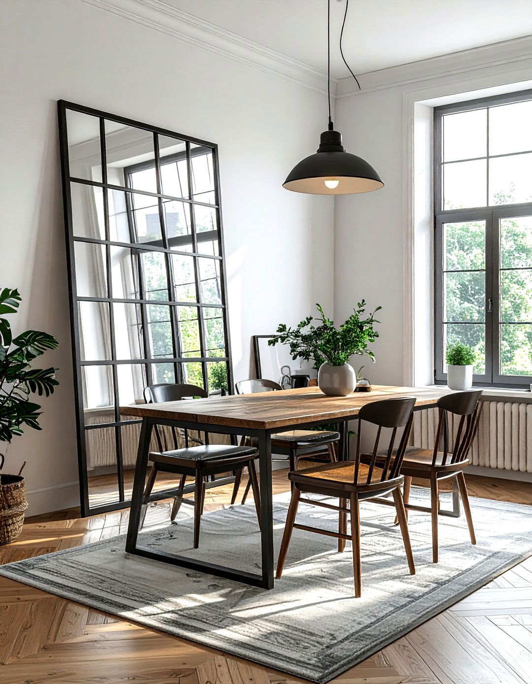 Grid floor mirror - 30 floor mirror dining room ideas