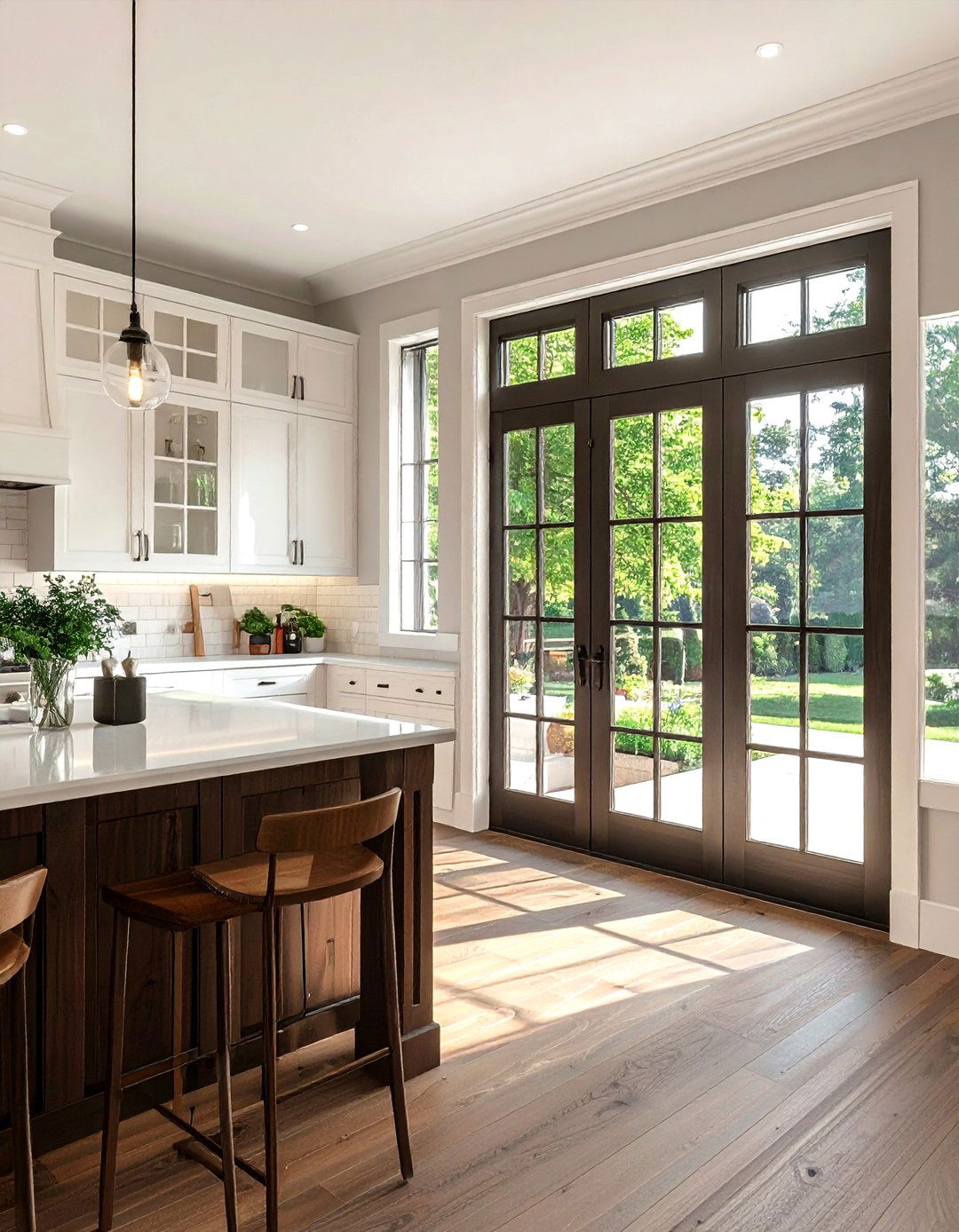 Grid pattern kitchen french door - 30 kitchen French door ideas