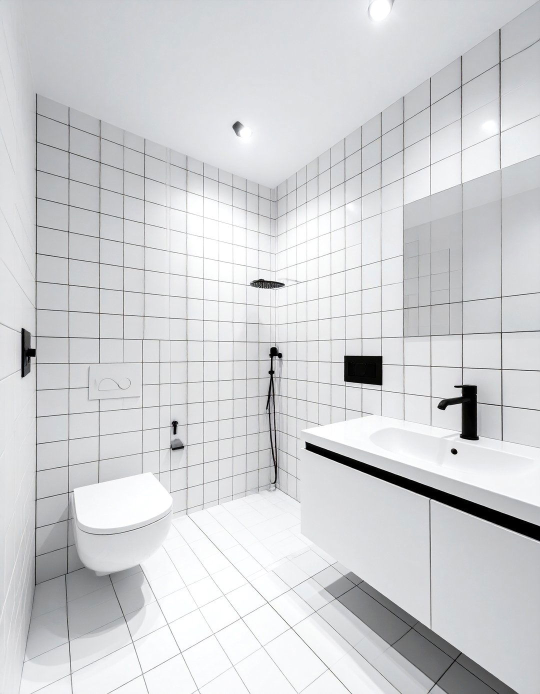 Grid pattern porcelain tile bathroom - 30 porcelain tile bathroom ideas