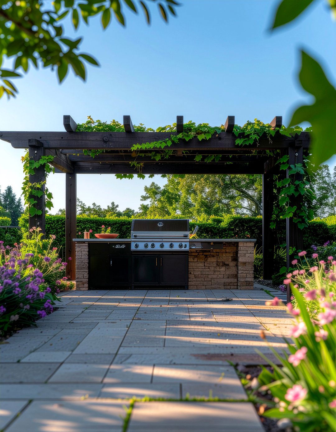 Grill Station Under Pergola - 30 outdoor kitchen grill ideas