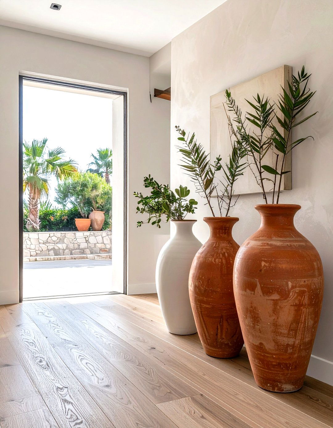 Grouped Floor Vases - 30 decor asymmetry ideas