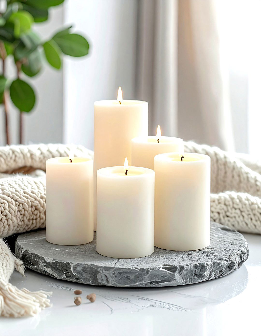 Grouped pillar candles - 30 living room centerpiece ideas
