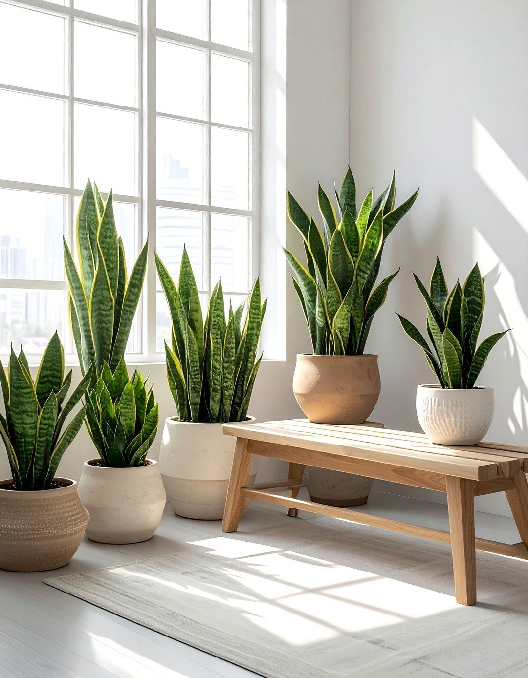 Grouping snake plants of different heights - 30 snake plant ideas