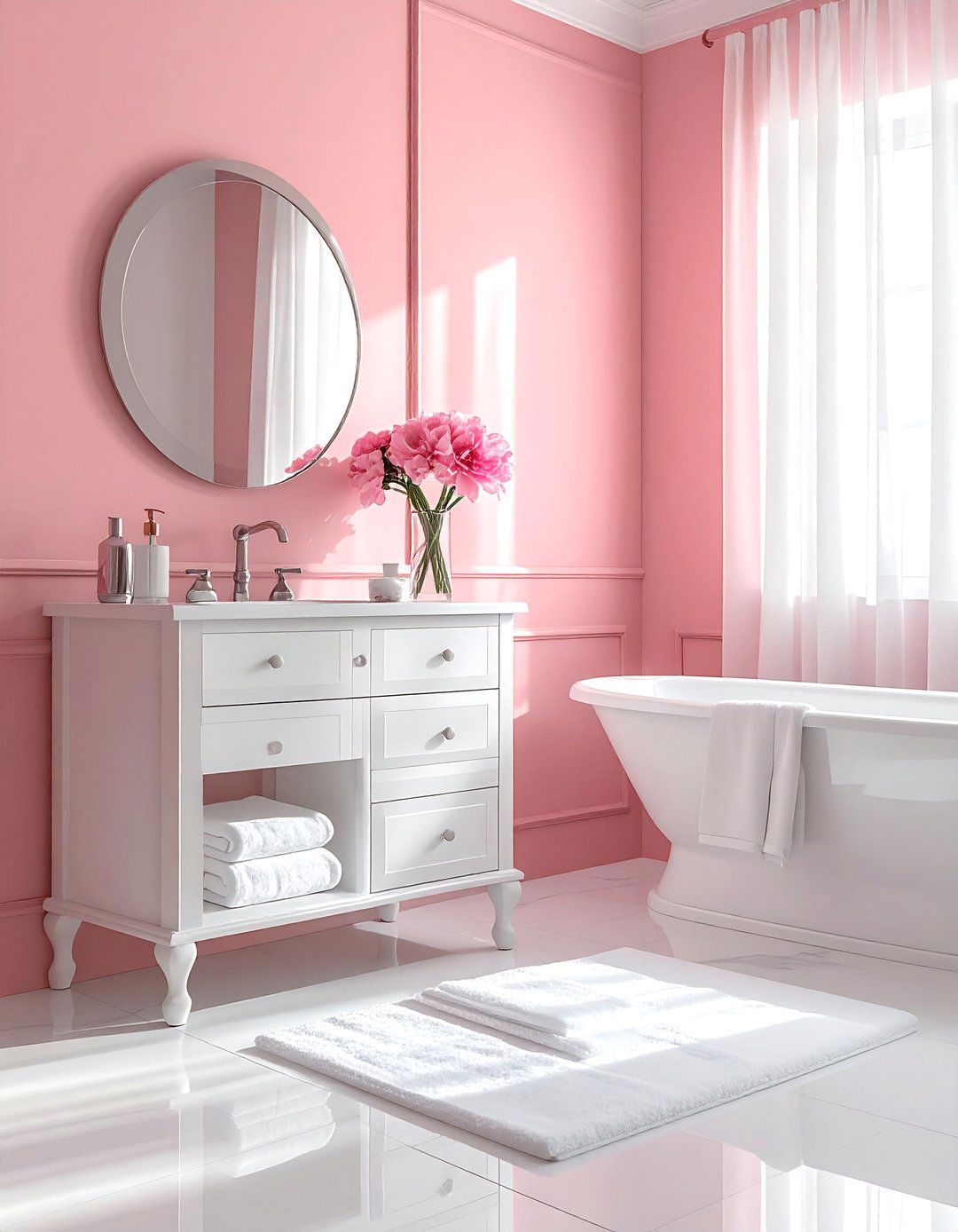 Guest blush bathroom - 30 blush and white bathroom ideas